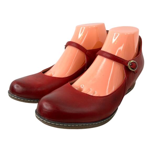 DANSKO Loralie Mary Jane Wedge in Red Burnished Nubuck Leather Women's 9.5 / 10 - Picture 2 of 14